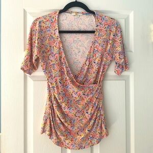 Boden multicolor faux wrap top